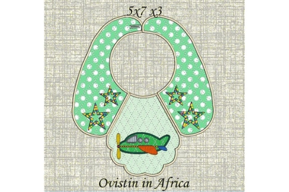 Green Plane Baby Bib for Small Hoops