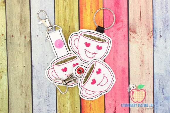 Love Coffee Mug ITH Snaptab Keyfob