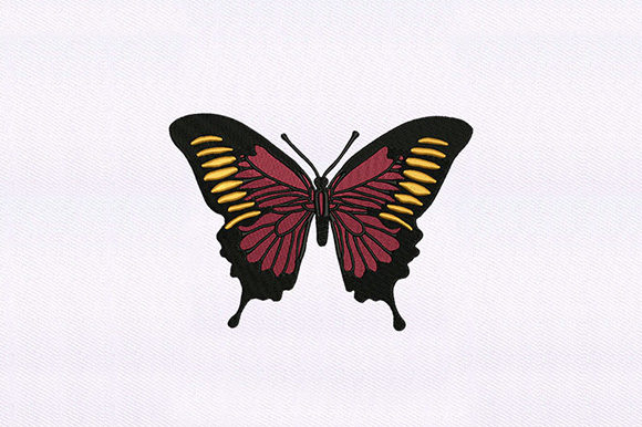 Red Orange Butterfly Embroidery