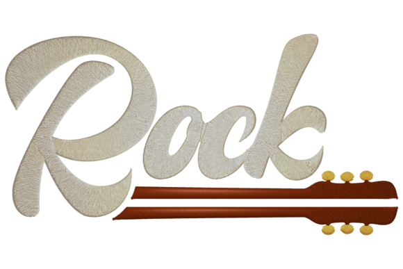 Rock Guitar Embroidery Design
