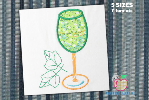 Wine Glass with Leaf Applique