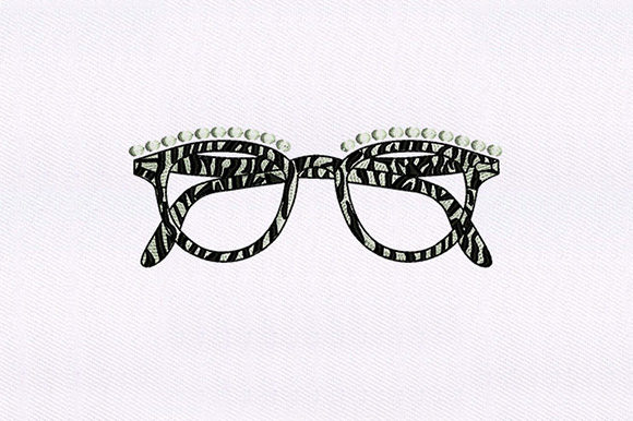 Zebra Print Glasses Embroidery Design
